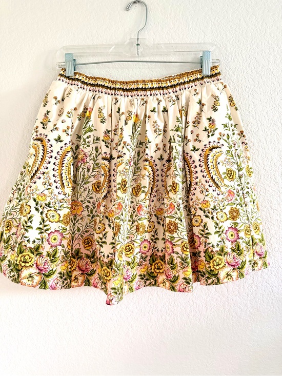 A Loves A Dresses & Skirts - Floral Smocked Waist Cream and Yellow A-Line Skirt